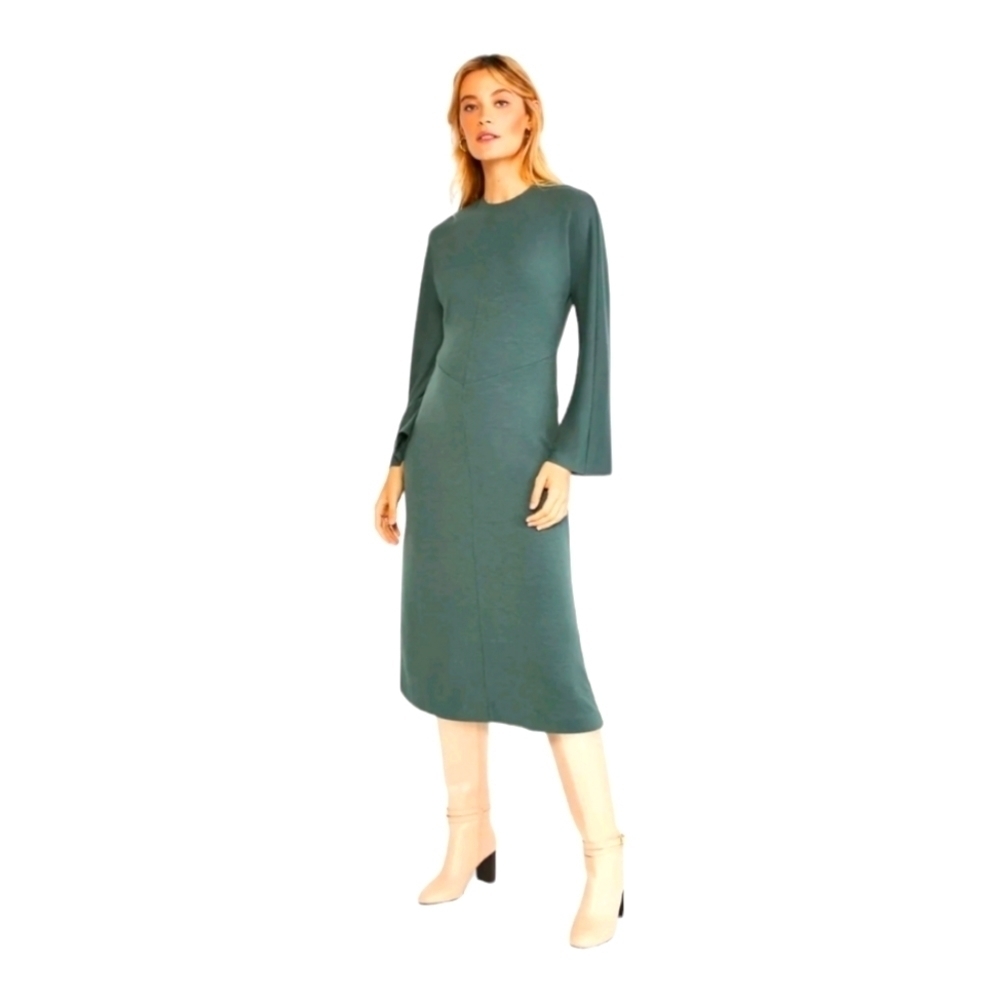 NEW Ann Taylor Olive/Teal fit and flare dress, size 0 Career
